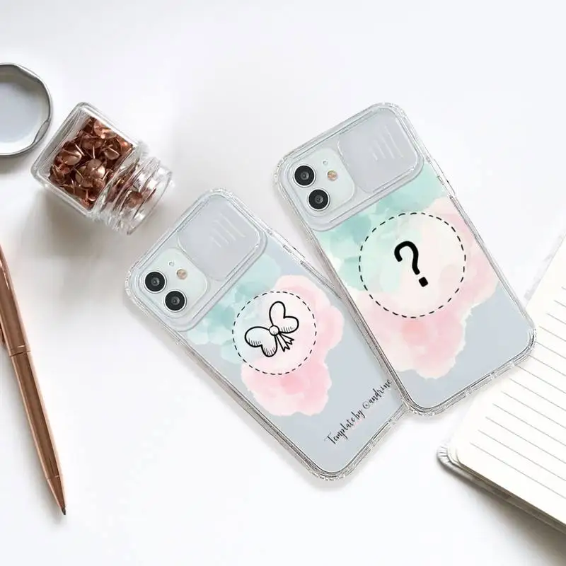 

Pink simple pattern fresh Phone Case transparent For iPhone 7 8 11 12 X XS XR MINI Pro Max Plus Slide Camera Lens Protect