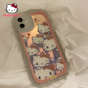 Hello Kitty Laser Full Screen Phone Case for iPhone13 13Pro 13Promax 12 12Pro Max 11 Pro X XS MAX XR 7 8 Plus Cartoon Cute Cover