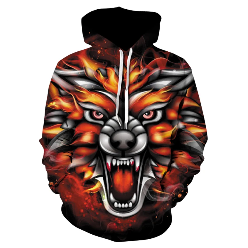 5XL волк толстовки мужские пальто крутые 3d принт мужские толстовки Модный пуловер 3D толстовки с капюшоном уличная одежда с карманом