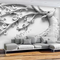 custom mural wallpaper 3d relief elk wall painting living room tv sofa bedroom home decor 3d self adhesive waterproof stickers