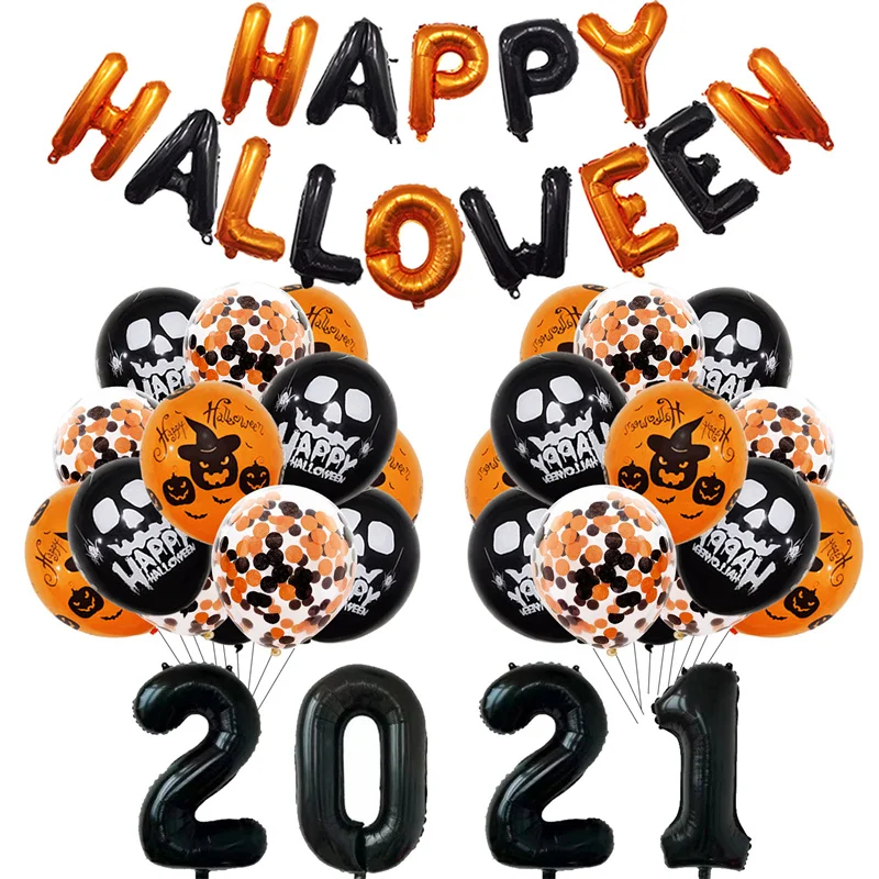 

2021 Halloween Balloon Decorations Happy Halloween Balloons Horror Bloodhand Pumpkinr Skull Haunted House Home Garden Decor