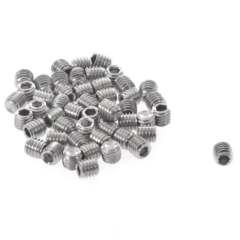 

New 50pcs M3x3mm Stainless Steel Hex Socket Set Cap Point Grub Screws Silver