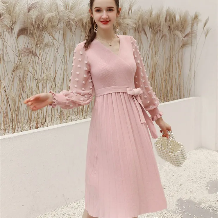 Сексуальное женское платье свитер с v образным вырезом сезон осень зима