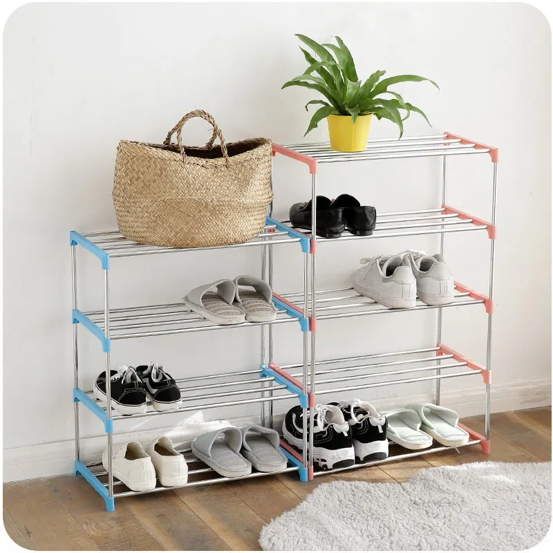 

3/4 Tiers Stackable Shoe Rack Space Saving Shoe Tower Cabinet Storage Organizer Shoe Rack Entryway Storage Shelf P7Ding