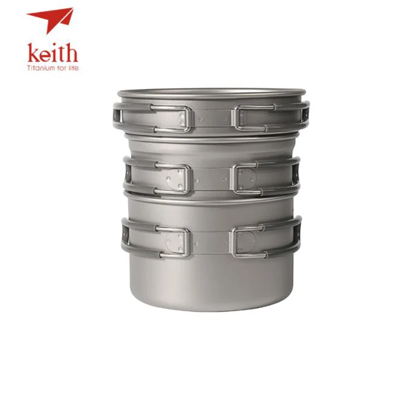 Многофункциональные кастрюли с складной ручкой Keith Titanium посуда для кемпинга