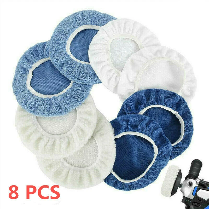 

8pcs Polisher 9-10Inch Microfiber Polishing Pads Wax Wash Brand New Good use