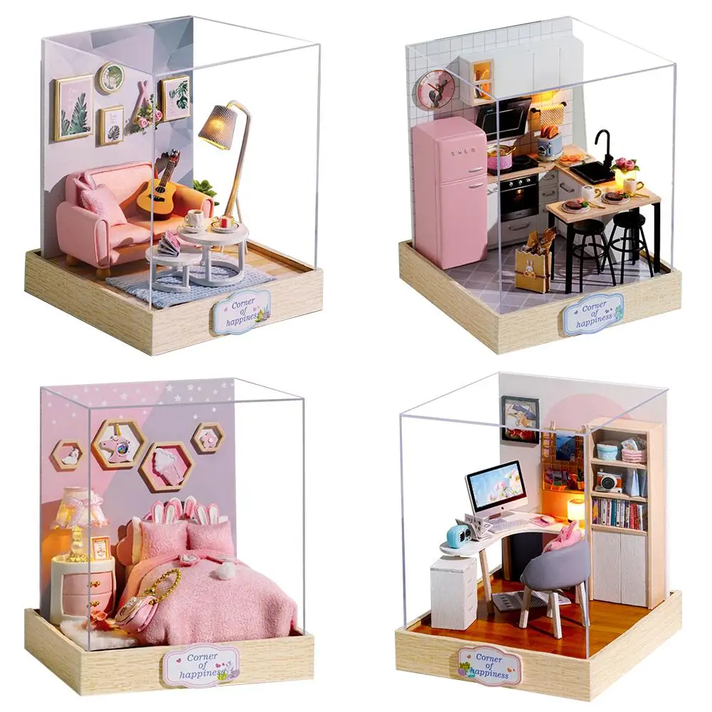 

DIY Miniature Dollhouse Kit Handmade Wooden Assembled Villa Building Toy