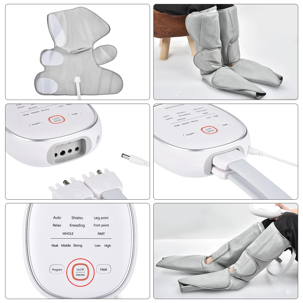 

Electric Heating Air Compression Leg Massager Wrapped Feet Calf Muscle Relaxation Fatigue for Circulation 6 Mode Controller