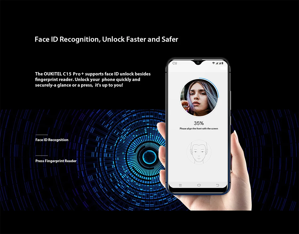 Мобильный телефон OUKITEL C15 Pro 6,088 ''MT6761 2GB+ 16 GB/3 GB+ 32 GB, отпечаток пальца, распознавание лица, 4G смартфон 2,4G/5G, WiFi, экран капли воды