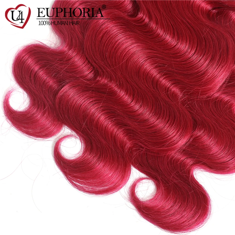 Омбре красный Бург бразильские волнистые человеческие волосы Remy 3 пряди