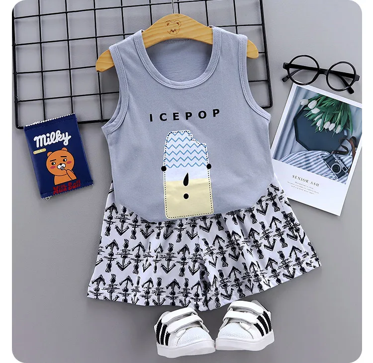 

Wholesale Cheap Children's Cotton Vest Suit Summer Vest Shorts Sleeveless Boys and Girls Children's Clothing