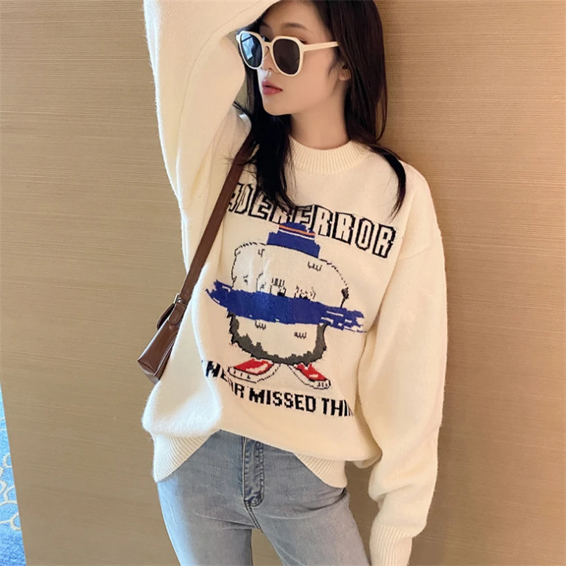 

Женский трикотажный свитер Adererror 2021FW, универсальные пуловеры с мультяшным рисунком снежного монстра