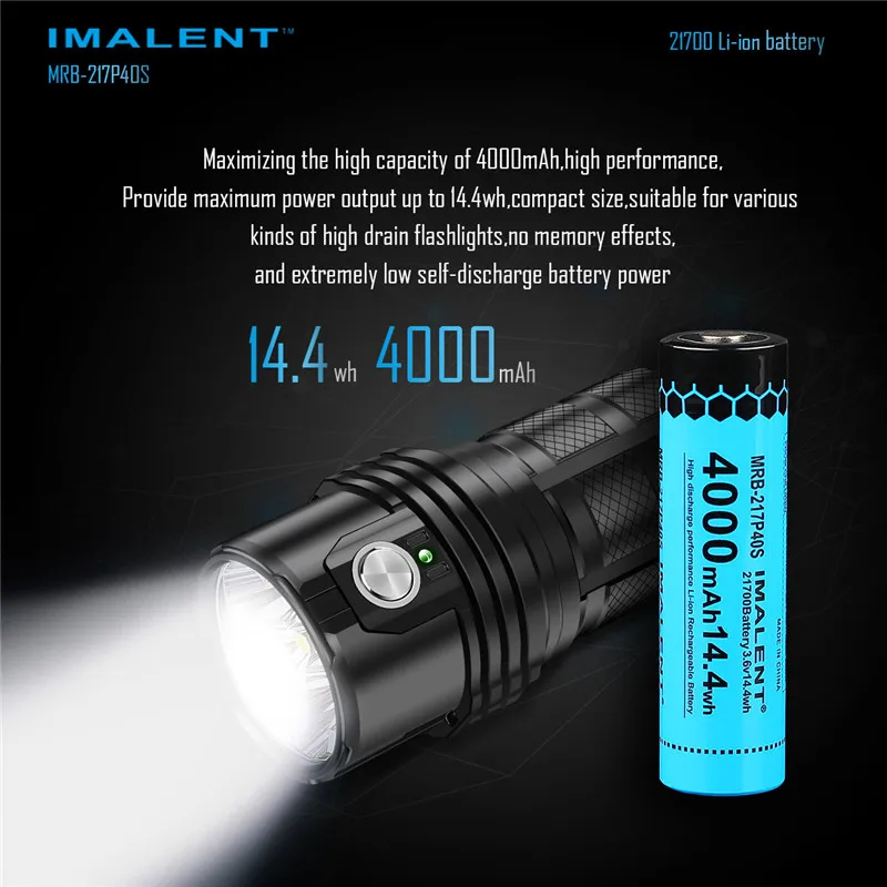 Литий-ионный аккумулятор IMALENT 21700 4000 мА ч 2 шт. 3 6 В для фонарика MS06 MRB-217P40S |
