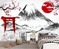custom mural wallpaper 3d nordic abstract black and white japan mount fuji plum tooling background wall