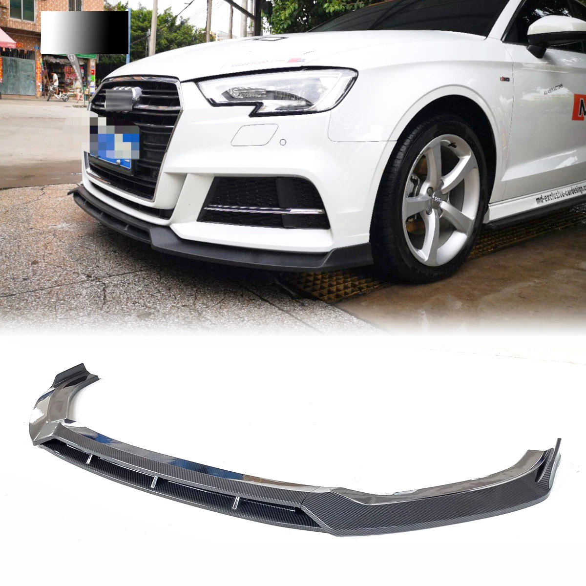 

4pcs Front Bumper Lip Lower Side Splitter Spoiler Guard Protection Body Kit For Audi A3 S3 2017-2019 Car Styling