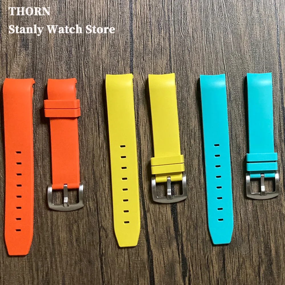

High Quality 20mm Width Curved Interface Rubber Strap Black/Blue/Orange Colors Watch Band Suitable For SPB185/187 Watch Case