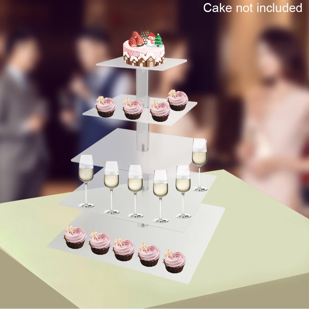 

Afternoon Tea Holder Cupcake Stand Fruit Acrylic Food Storage Wedding Party Cake For Birthday Display Dessert Serving Tray