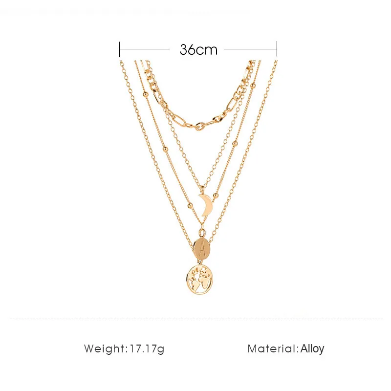 Винтажное ожерелье чокер с надписью Moon Heart для женщин многослойное золотое