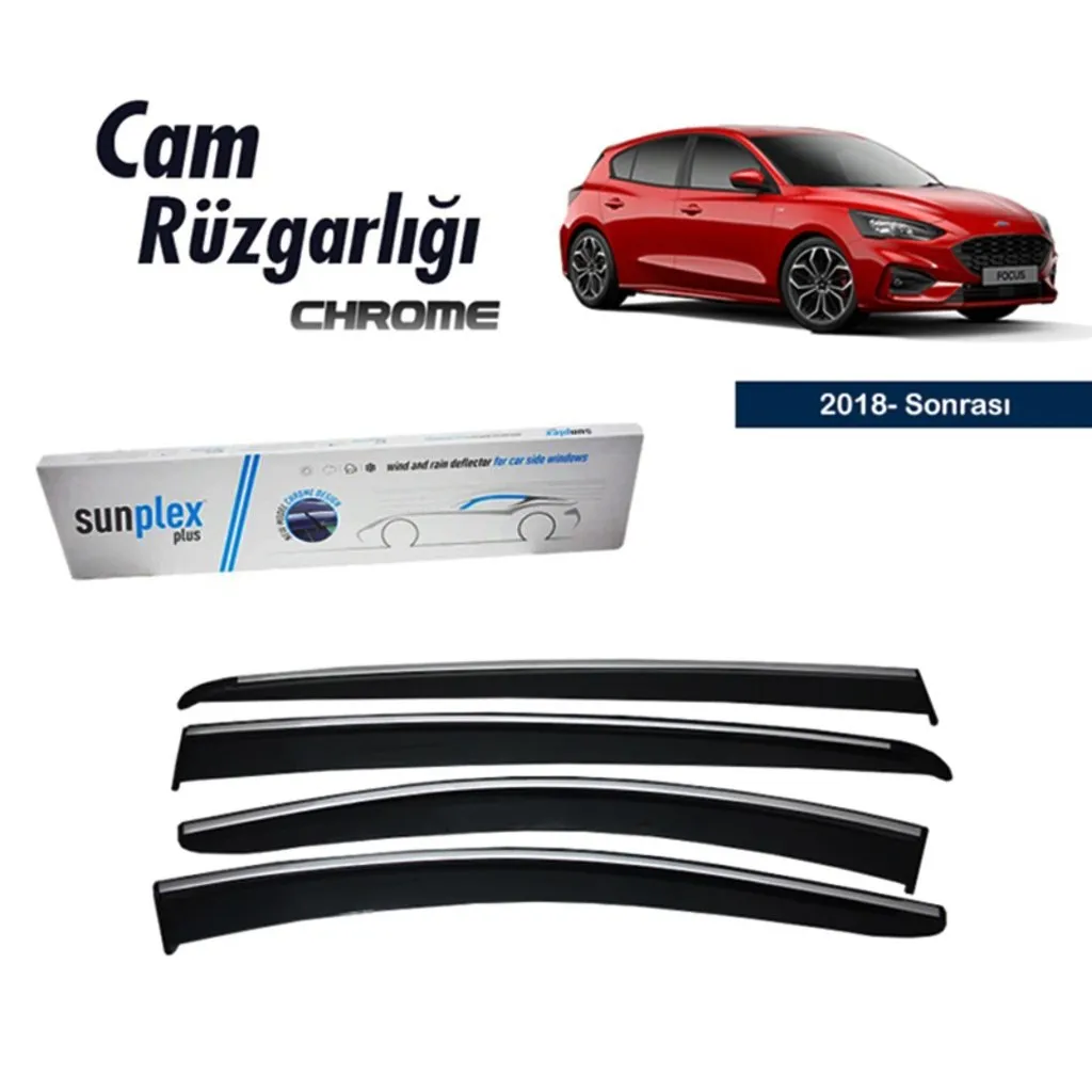 Хромированный козырек от дождя для Ford Focus 5 HB 2018 2019 2020 черное Фортепиано 4