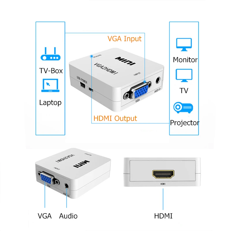 VGA папа к женскому HDMI совместимый конвертер с аудио адаптером кабели 1080P для HDTV