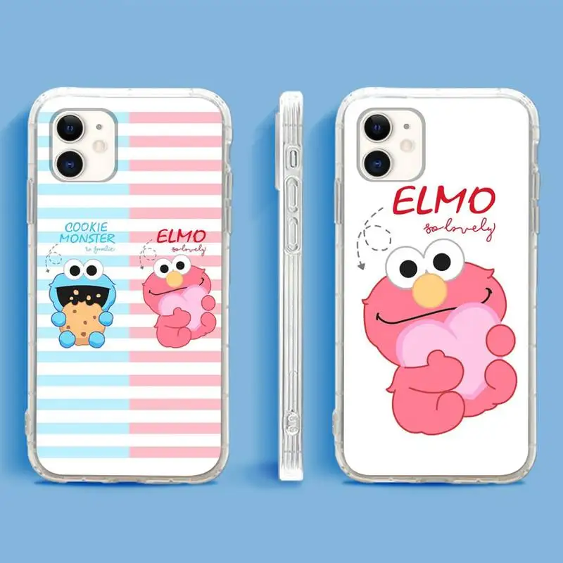 

Sesame-Street-Cookies Monster Elmo Phone Case For iPhone 13 12 11Pro Max 11 XR XS Max X Mini 8 7 6 SE 2020 Transparent Cover