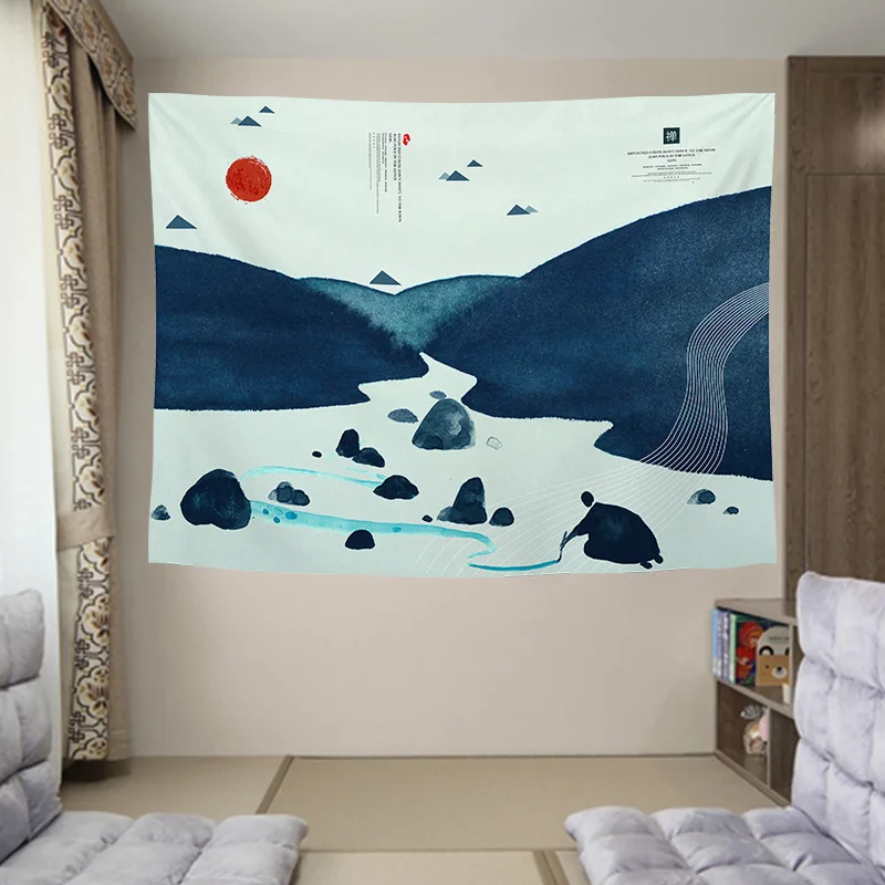 Простой скандинавский гобелен ландшафтный принт китайское эстетическое
