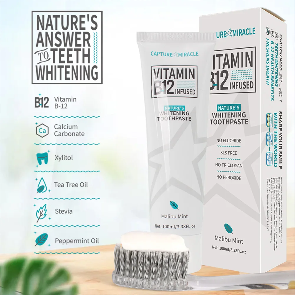 

New PEIMEI Vitamin B12 Toothpaste Natural Mint Toothpaste for Whitening Teeth Removing Stains Fast delivery Shipping Support CSV