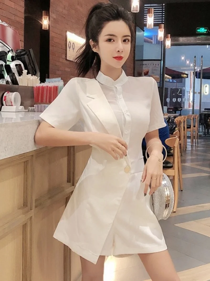 Женский шифоновый комбинезон в клетку белый прозрачный с длинным рукавом и