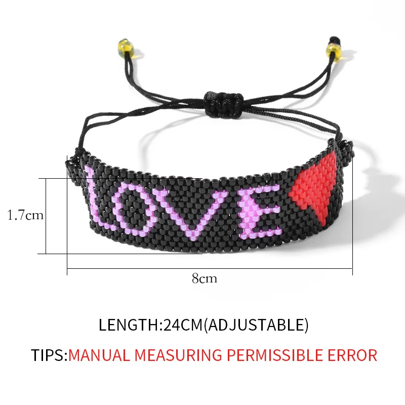 

Love Letter Bracelet for Couples Gift Women's Jewelry Female Handmade Pulsera Miyuki Bead Adjustable Bracelets Jewellery