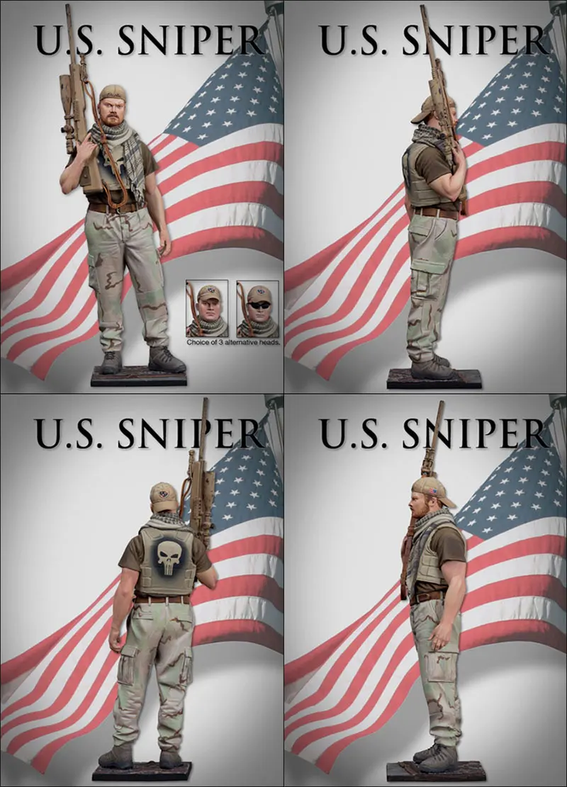 Масштаб 1/16 90 мм Современные Военные миниатюры снайпера США сцена моделирование