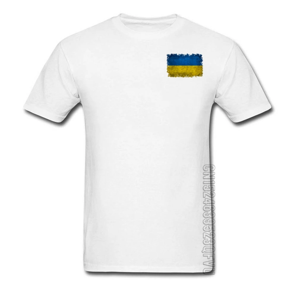 

New Design Short Sleeve Men Tee Shirt Ukraine Flag Printed On T Shirt Simple Style White Tops Tees Father's Regular T-Shirts