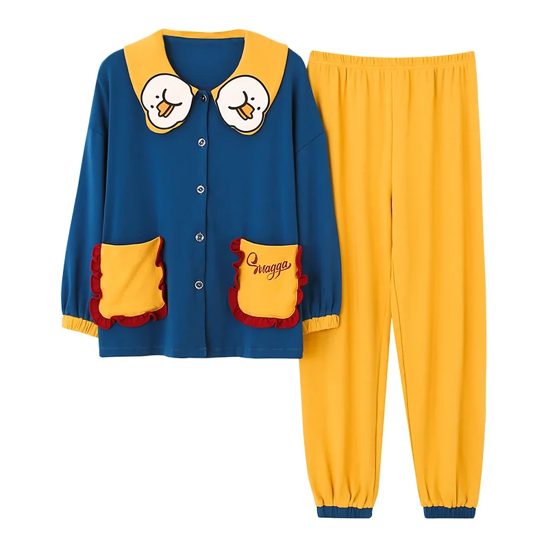 Пижама женская/Мужская хлопковая с длинным рукавом на осень/зиму | Мужская одежда