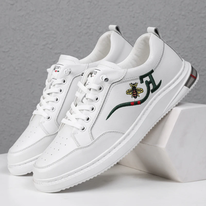 Murah Sneakers Kasual Kulit Pria Populer Sepatu Kasual Dewasa Nyaman Sepatu Jalan Karet Untuk Pria Alas Kaki Merek Pria Dapat Dipakai
