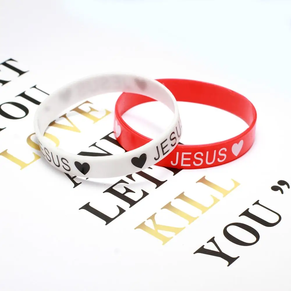 Силиконовый браслет для печати Love Heart Jesus 10 шт. разноцветные кремниевые браслеты
