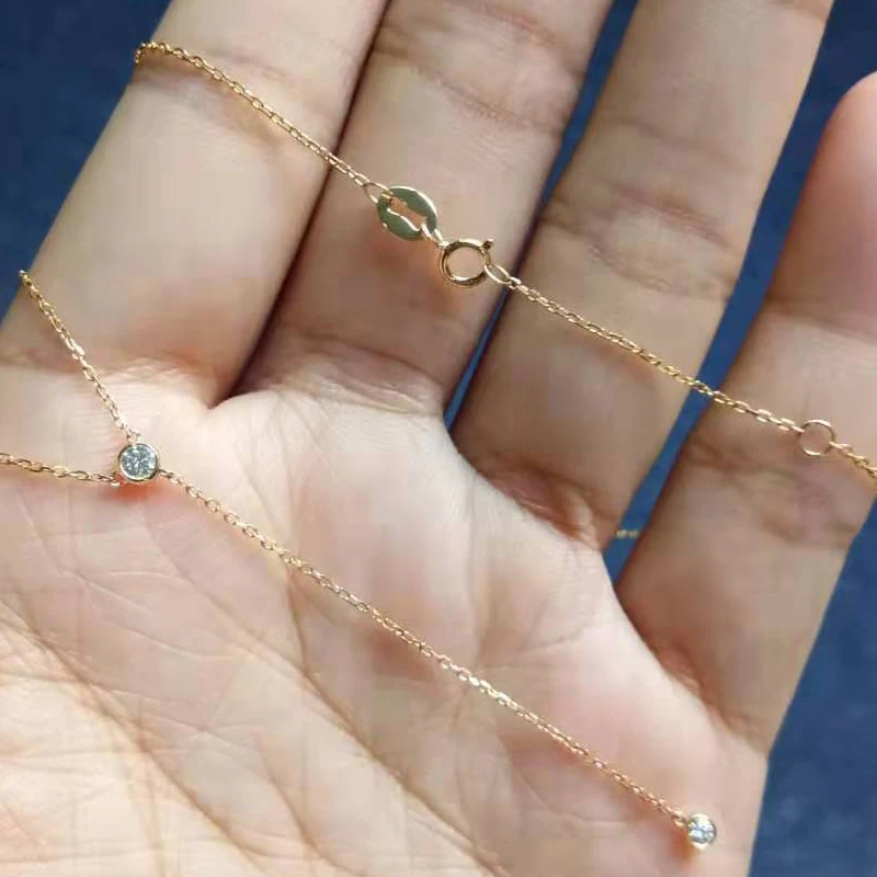 BAIHE однотонное 18K желтое золото 0.10ct H/SI натуральные бриллианты свадебные женские