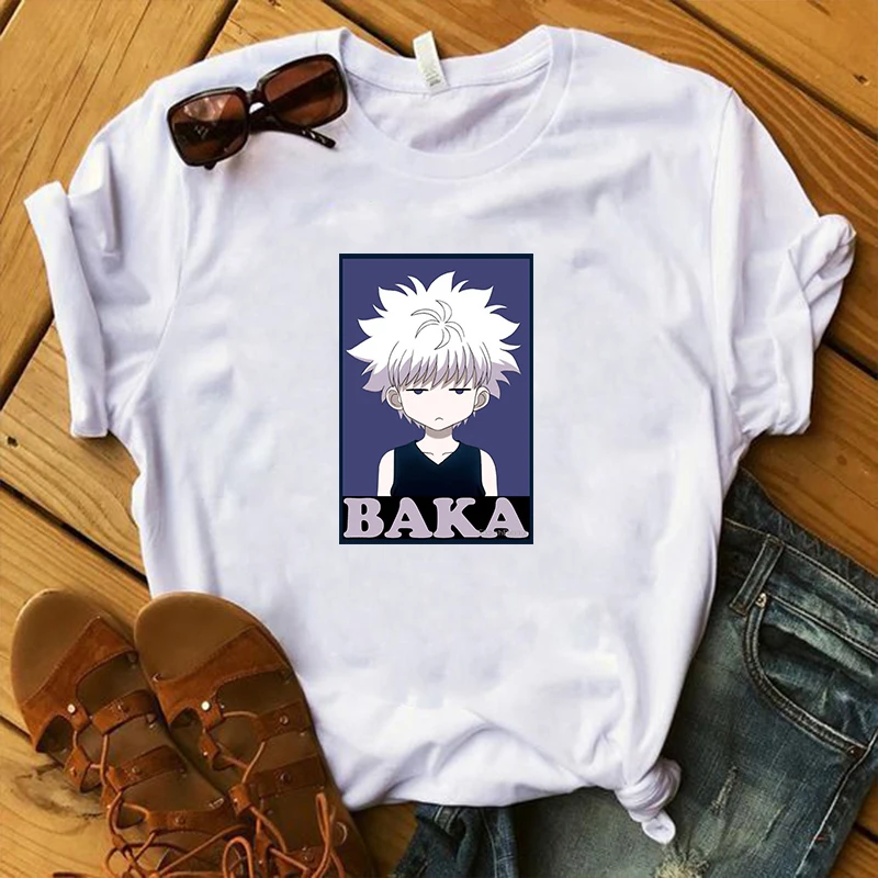 

Anime Hunter X Hunter T-shirt Killua Zoldyck Baka T Shirt 90s Cartoon Streetwear Harajuku Women Men Funny Teens Couple Tee Tops