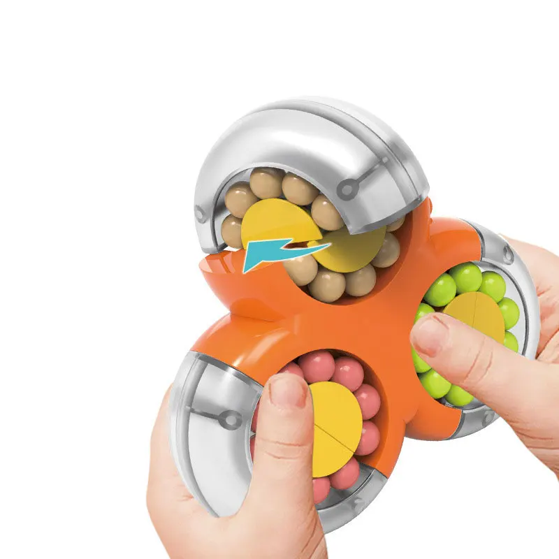 

Вращающаяся Волшебная фасоль кубик фиджет-игрушки для пальцев детская головоломка с вращающимися бусинами для детей развивающая интеллек...