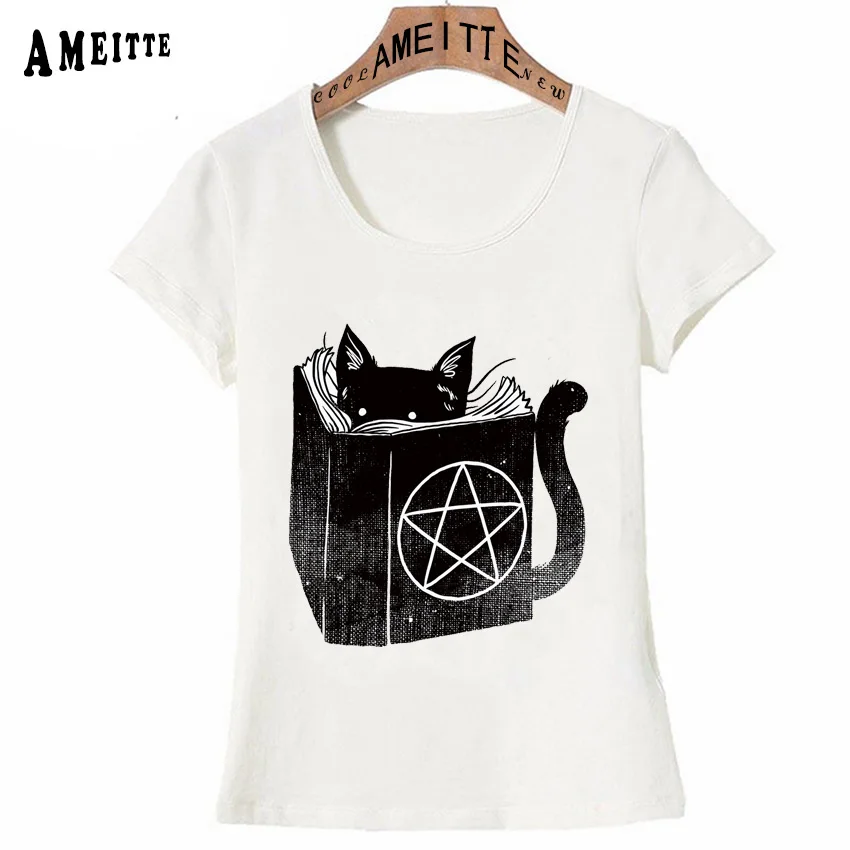 Love You To кошка любит книги черного цвета из хлопка с принтом хлопковая Футболка