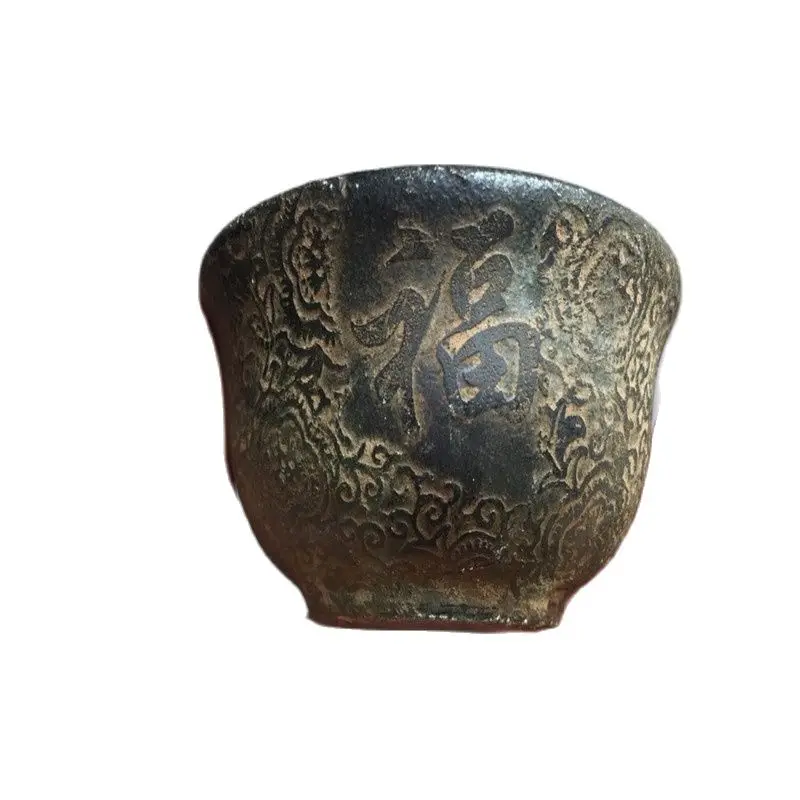 

China's old jade bowl Embossed Jade bowl carved in ancient writing