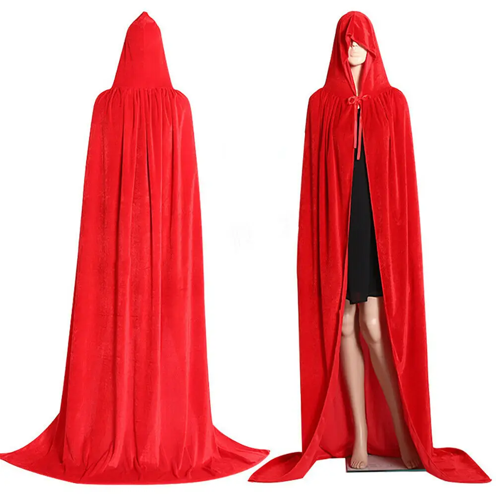 Hot sale Women Men Death Cloak Adults Velvet Cloaks Hooded Vampire Cape Halloween Fancy unisex 5 Colors Costume |