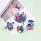 Брошь с изображением Морского Пейзажа, эмалированная брошь в форме цветного Кита, морской волны, булавка с кристаллом, украшение для сумки, лацкан для друзей