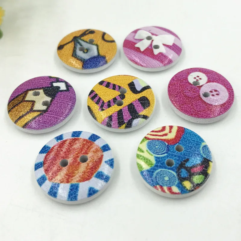 100 шт. деревянные пуговицы с двумя отверстиями 20 мм|Пуговицы| |