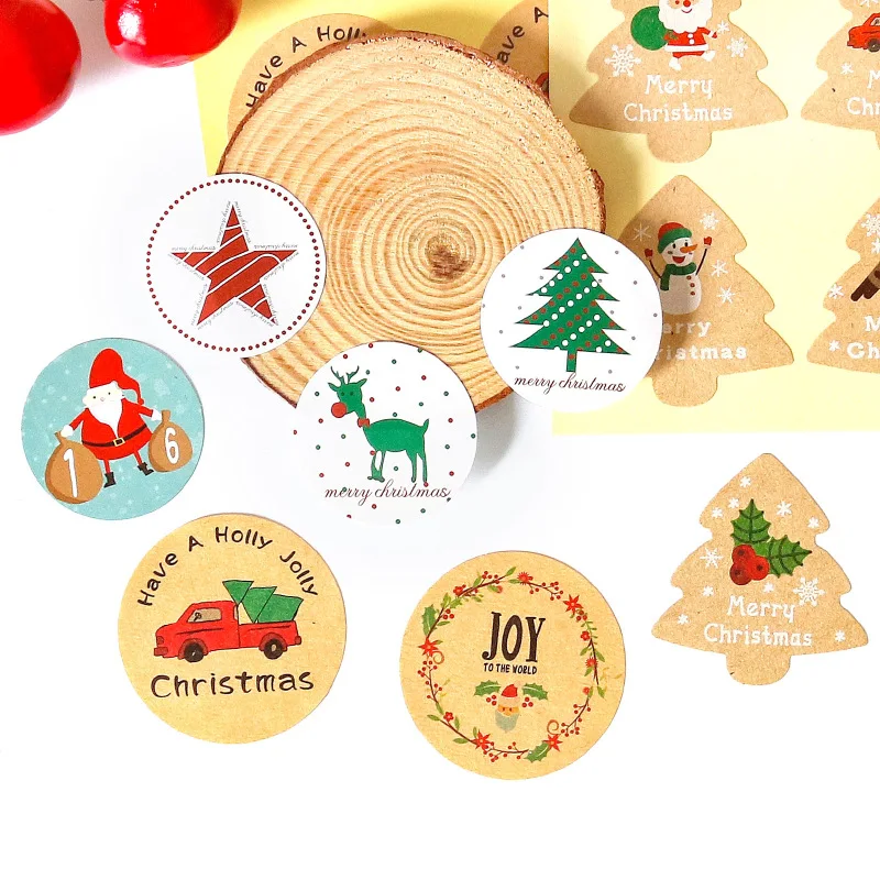 

120pcs Merry Christmas Stickers Christmas Gift Seal Label Sticker Xmas Festival Party Decorations Adhesive Scrapbooking Stickers