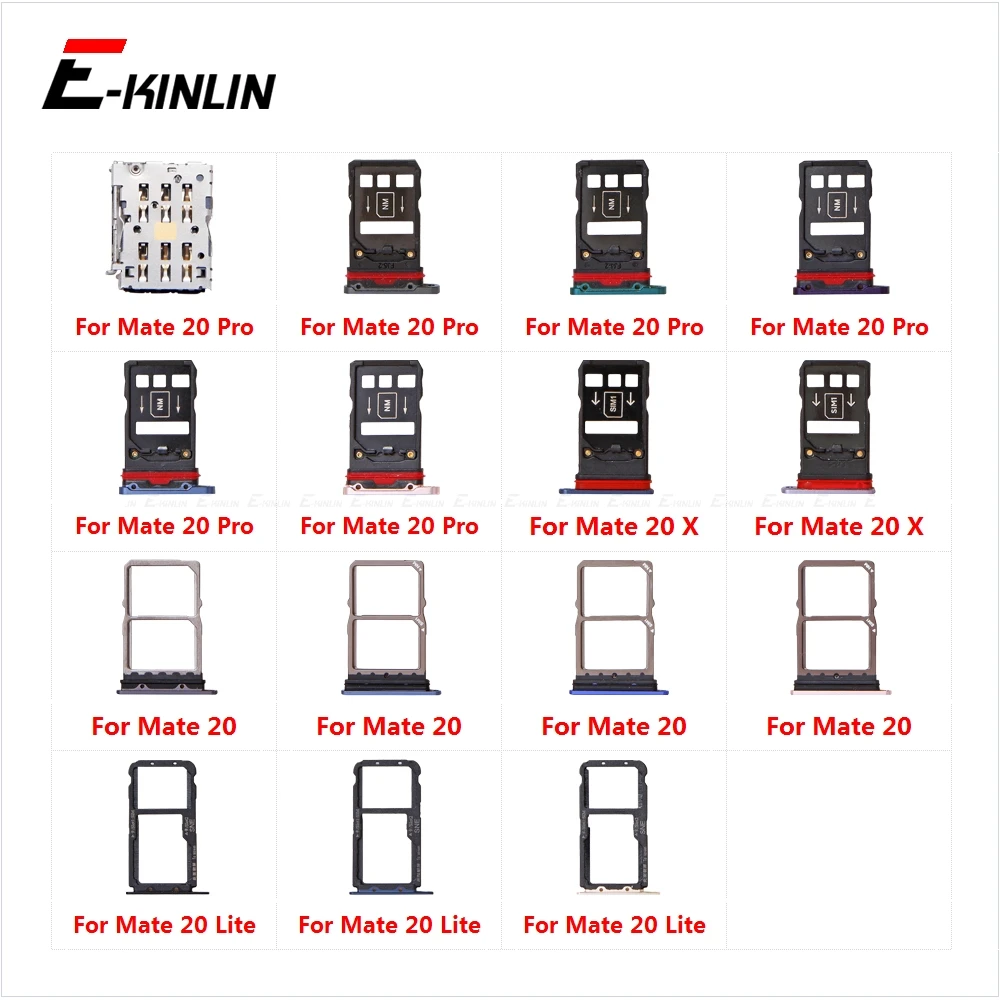 

Sim Card Tray Socket Slot Reader Adapter For HuaWei Mate 20 Pro X 20X Lite Micro SD Card Holder Connector Container Parts