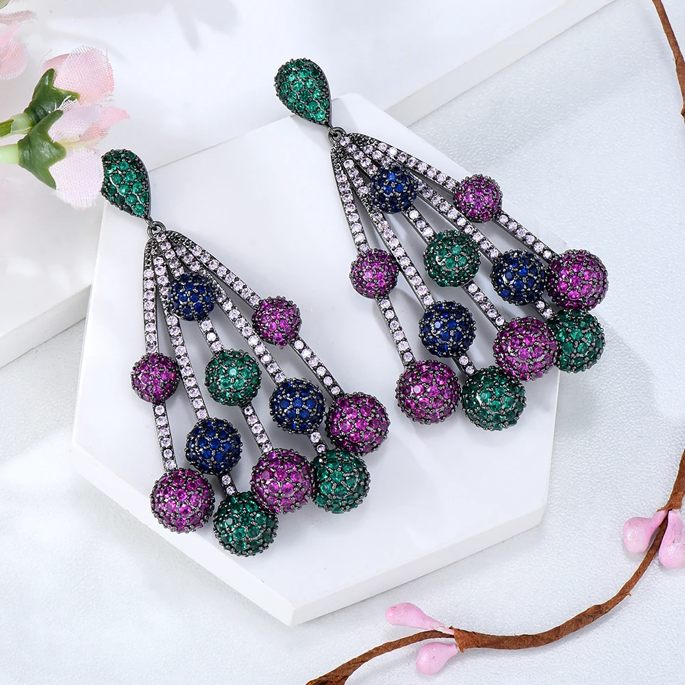 

Blachette Brand Fashion Luxury Ball Pendant Earrings Women Wedding Engagement Beautifully Jewelry Stage Performance Daily Party
