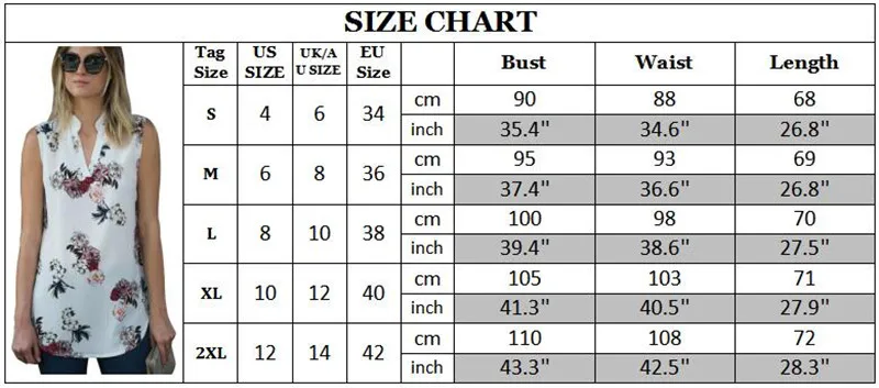 

New Summer Sleeveless 2020's Shirt Blouse Women Casual Loose Floral Blouse V Neck Top Chiffon Work Wear Office Blouse Shirt