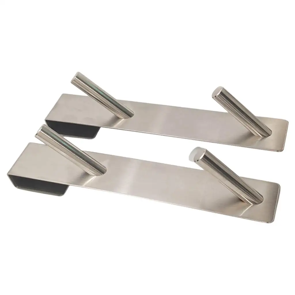 

2x Multifunction Shower Door Hooks Metal Silver Frameless Glass Towel Hanger