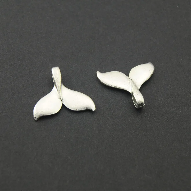 5pcs  Silver Color Fish Fishtail Whale Tail Charms Necklace Pendants Ocean Beach For DIY Jewelry Making Findings A2237