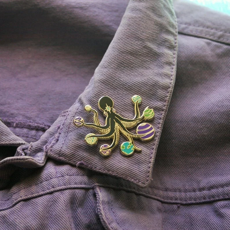 Эмалированная Шпилька осьминог|Броши| |