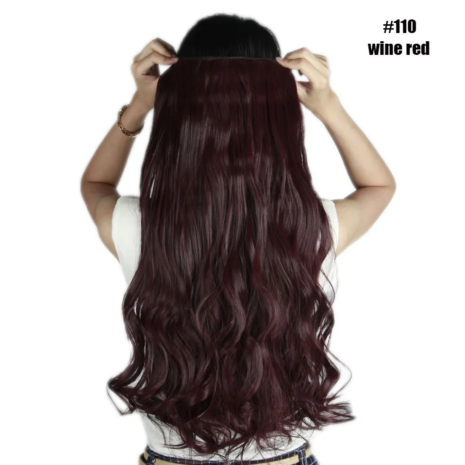 wine red S-noilite 2" длинные вьющиеся волосы на клипсах в одном куске настоящие натуральные волнистые синтетические волосы на клипсах 5 клипсах для наращивания волос фиолетовый красный розовый - Цвет: wine red